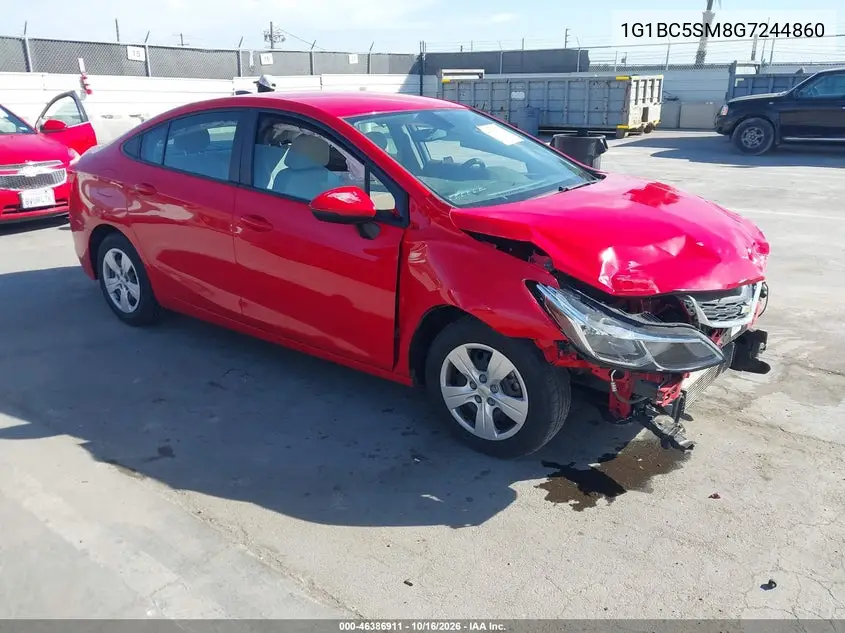 CHEVROLET CRUZE 2016, VIN 1G1BC5SM8G7244860