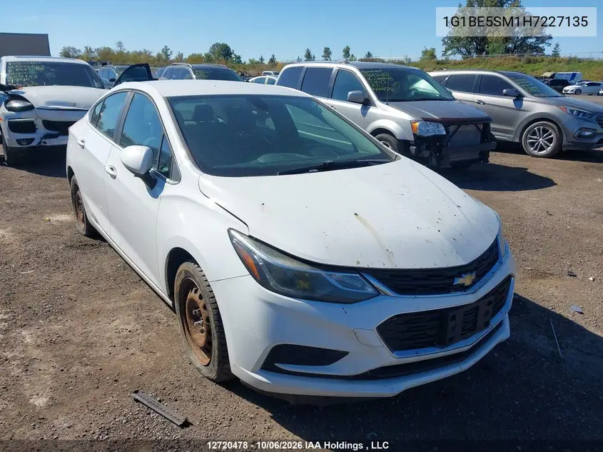 CHEVROLET CRUZE 2017, VIN 1G1BE5SM1H7227135