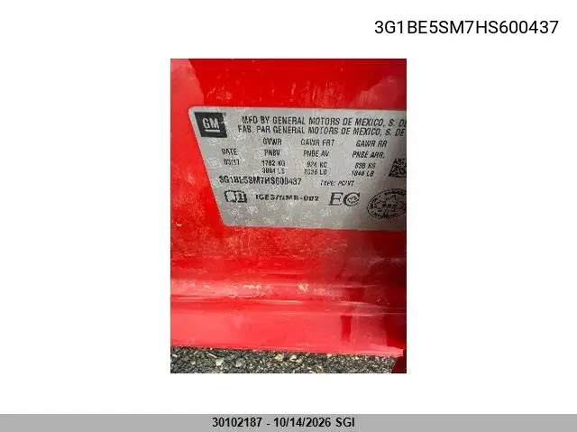 2017 CHEVROLET CRUZE VIN 3G1BE5SM7HS600437 — фото 6