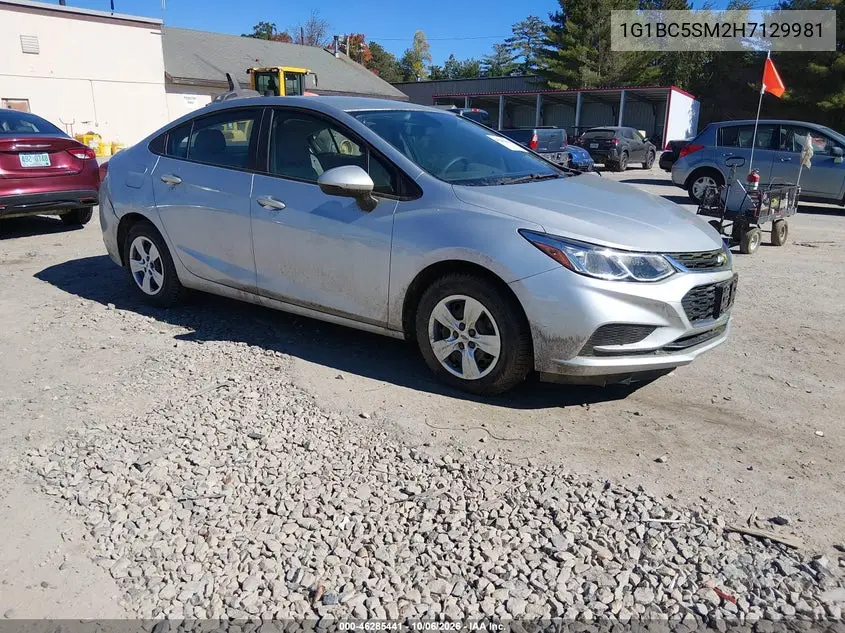 CHEVROLET CRUZE 2017, VIN 1G1BC5SM2H7129981