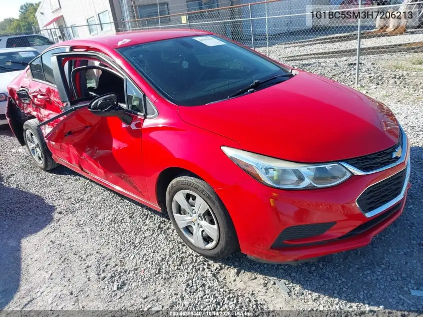 CHEVROLET CRUZE 2017, VIN 1G1BC5SM3H7206213