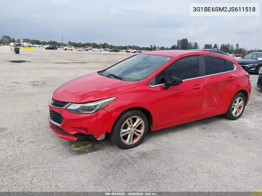 2018 CHEVROLET CRUZE VIN 3G1BE6SM2JS611518 — фото 2
