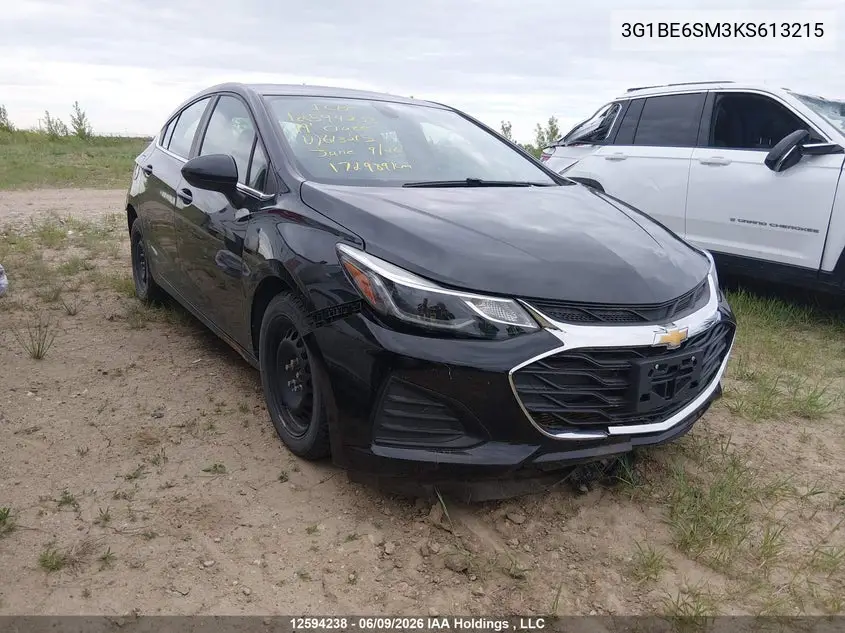 CHEVROLET CRUZE 2019, VIN 3G1BE6SM3KS613215