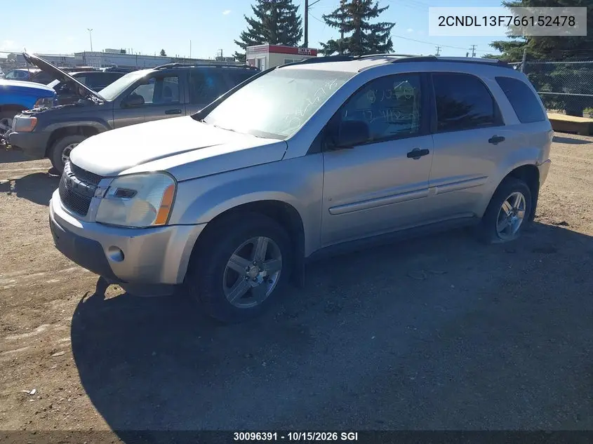2006 CHEVROLET EQUINOX VIN 2CNDL13F766152478 — фото 2