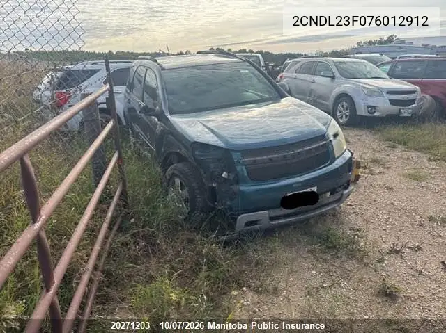 CHEVROLET EQUINOX 2007, VIN 2CNDL23F076012912
