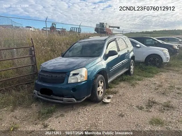 2007 CHEVROLET EQUINOX VIN 2CNDL23F076012912 — фото 2