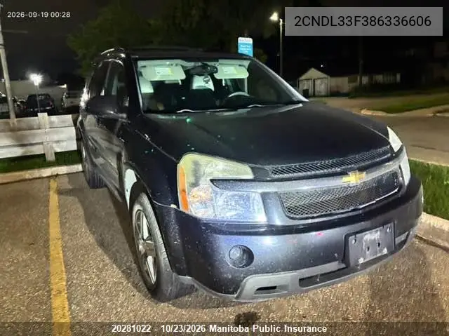 CHEVROLET EQUINOX 2008, VIN 2CNDL33F386336606