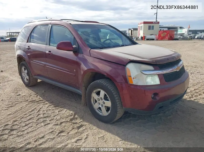 CHEVROLET EQUINOX 2008, VIN 2CNDL33FX86344881