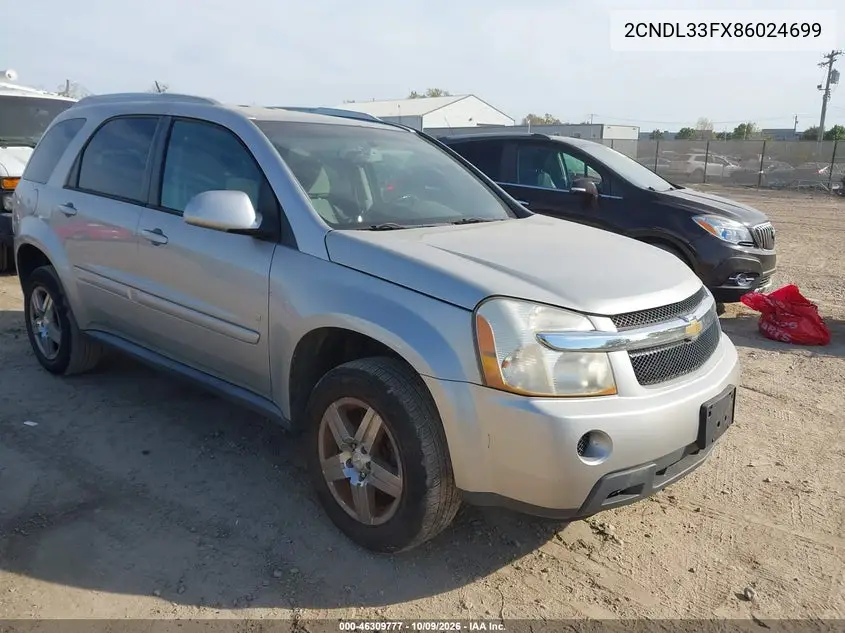 CHEVROLET EQUINOX 2008, VIN 2CNDL33FX86024699