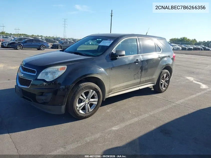 2011 CHEVROLET EQUINOX VIN 2CNALBEC7B6266356 — фото 2