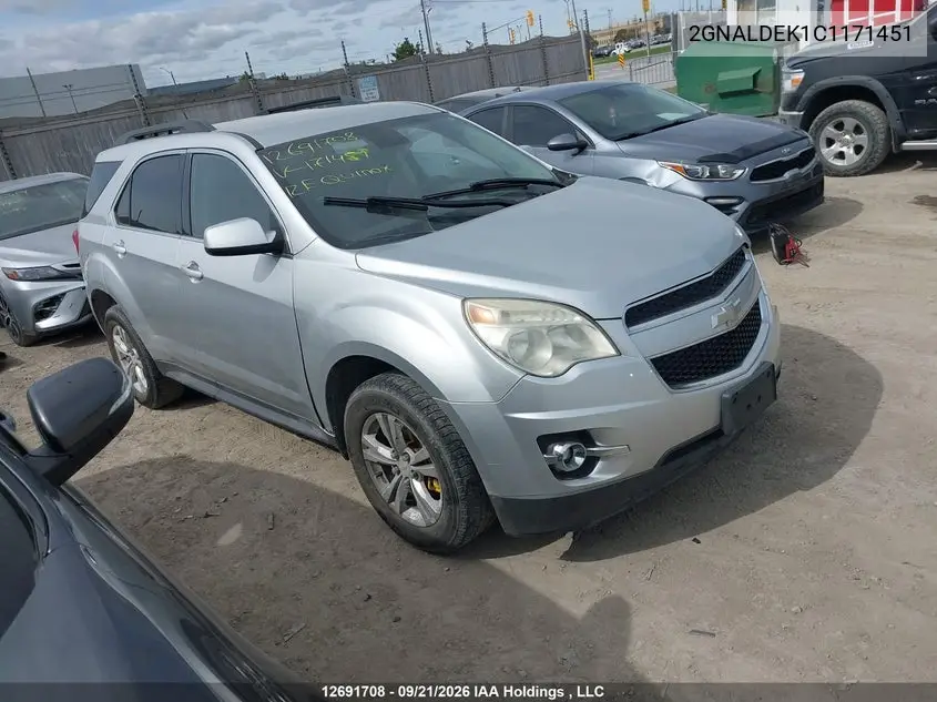 CHEVROLET EQUINOX 2012, VIN 2GNALDEK1C1171451