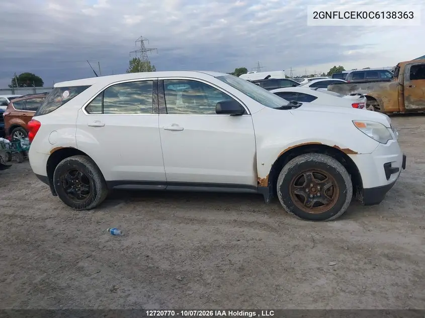 2012 CHEVROLET EQUINOX VIN 2GNFLCEK0C6138363 — фото 13