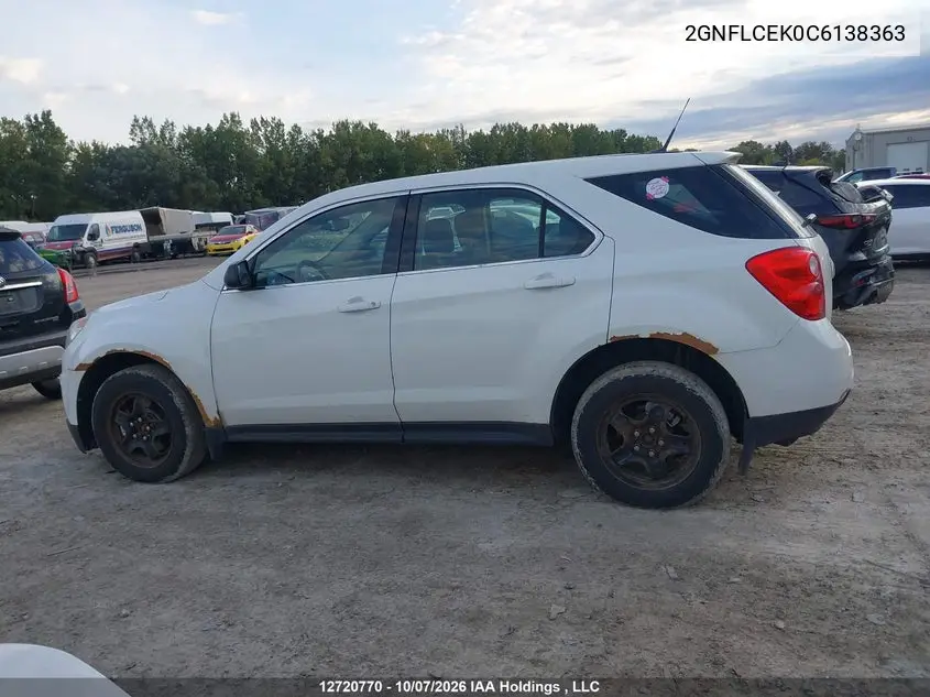 2012 CHEVROLET EQUINOX VIN 2GNFLCEK0C6138363 — фото 14