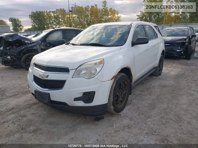 2012 CHEVROLET EQUINOX VIN 2GNFLCEK0C6138363 — фото 2