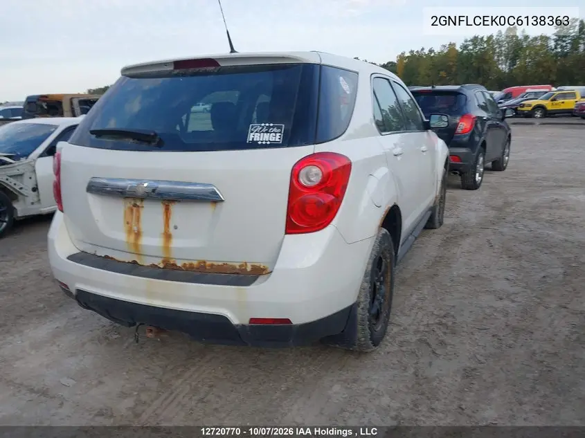 2012 CHEVROLET EQUINOX VIN 2GNFLCEK0C6138363 — фото 4