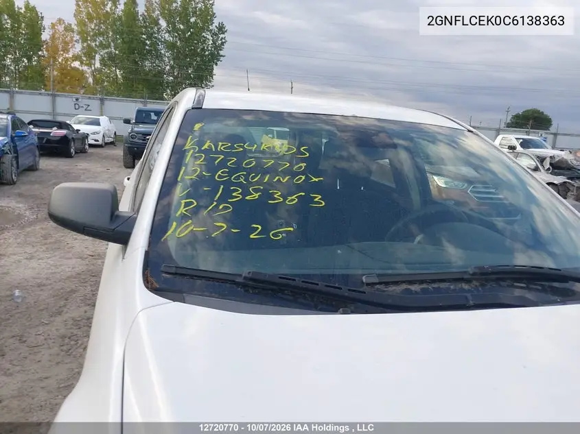 2012 CHEVROLET EQUINOX VIN 2GNFLCEK0C6138363 — фото 6