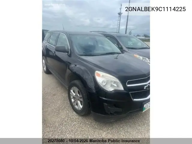 CHEVROLET EQUINOX 2012, VIN 2GNALBEK9C1114225