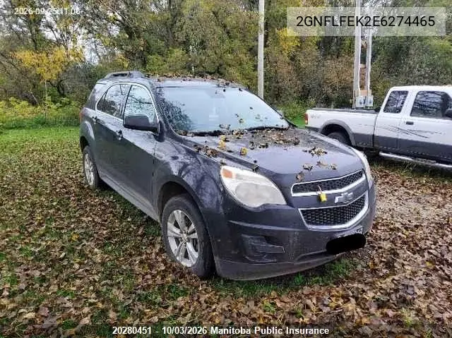 CHEVROLET EQUINOX 2014, VIN 2GNFLFEK2E6274465