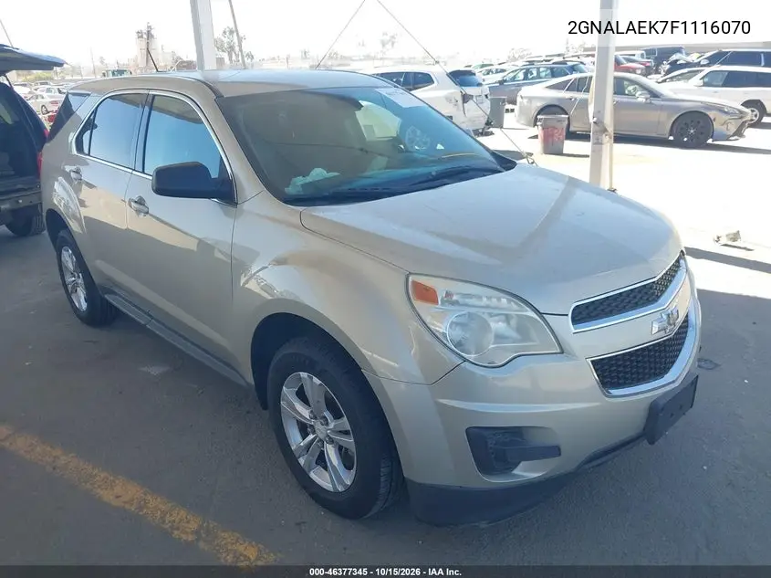 CHEVROLET EQUINOX 2015, VIN 2GNALAEK7F1116070