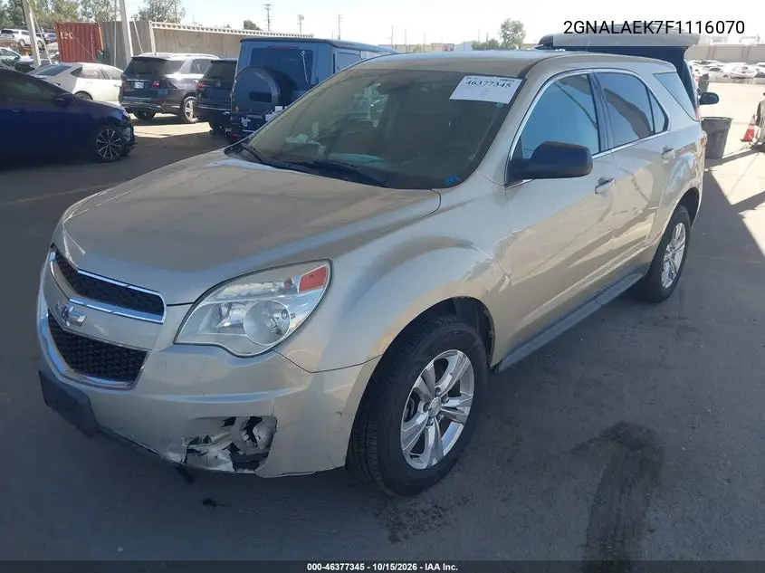 2015 CHEVROLET EQUINOX VIN 2GNALAEK7F1116070 — фото 2