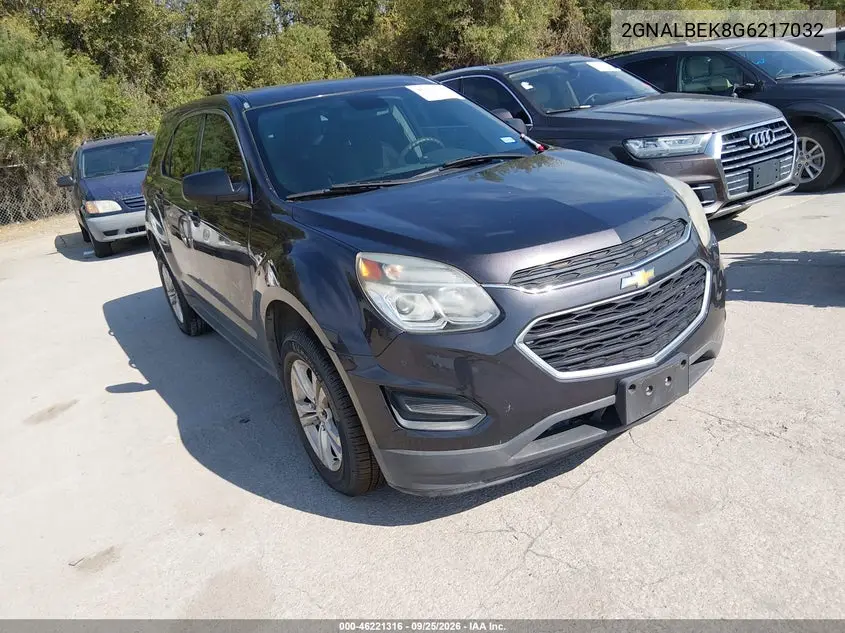 CHEVROLET EQUINOX 2016, VIN 2GNALBEK8G6217032
