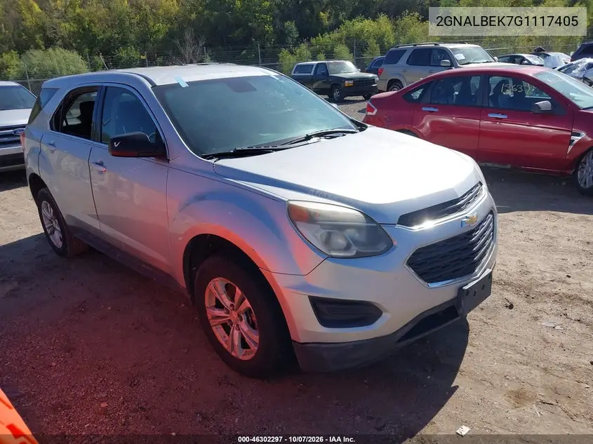 CHEVROLET EQUINOX 2016, VIN 2GNALBEK7G1117405