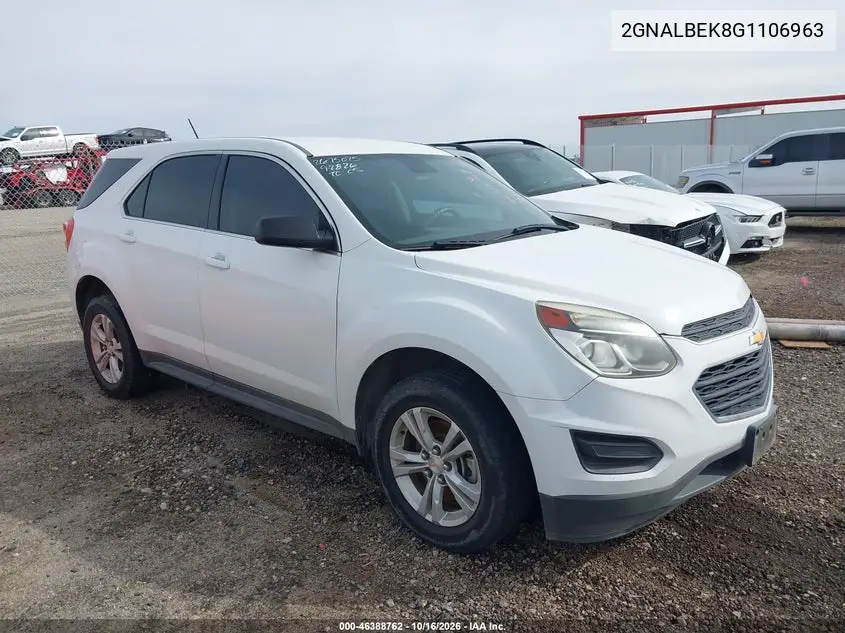 CHEVROLET EQUINOX 2016, VIN 2GNALBEK8G1106963