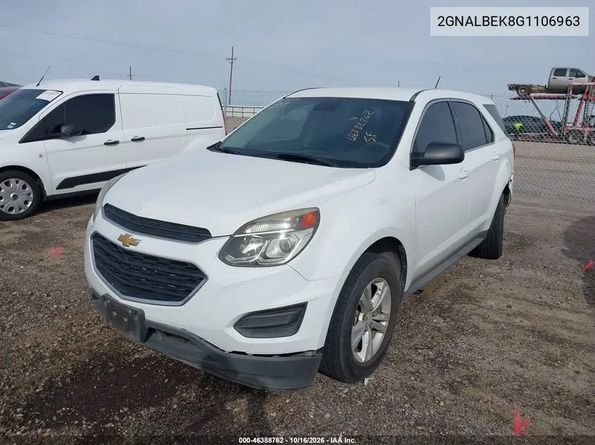 2016 CHEVROLET EQUINOX VIN 2GNALBEK8G1106963 — фото 2