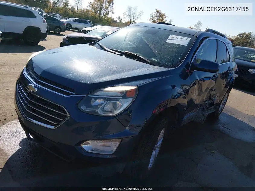 2016 CHEVROLET EQUINOX VIN 2GNALCEK2G6317455 — фото 2