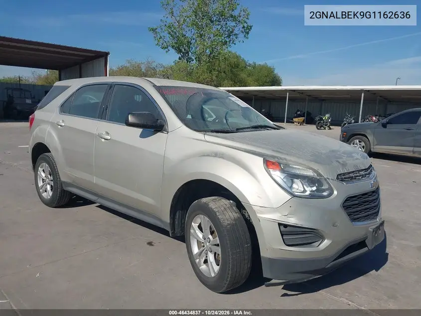 CHEVROLET EQUINOX 2016, VIN 2GNALBEK9G1162636