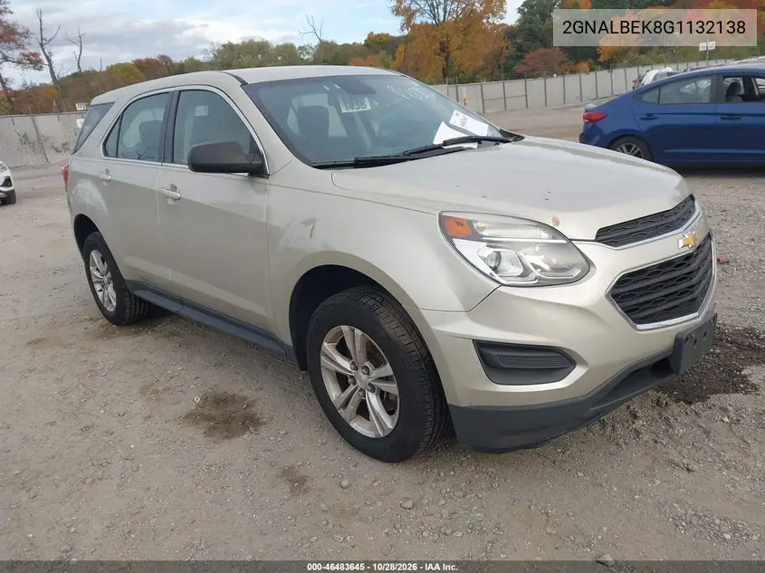 CHEVROLET EQUINOX 2016, VIN 2GNALBEK8G1132138