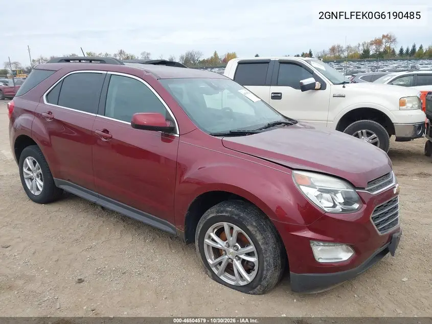 CHEVROLET EQUINOX 2016, VIN 2GNFLFEK0G6190485