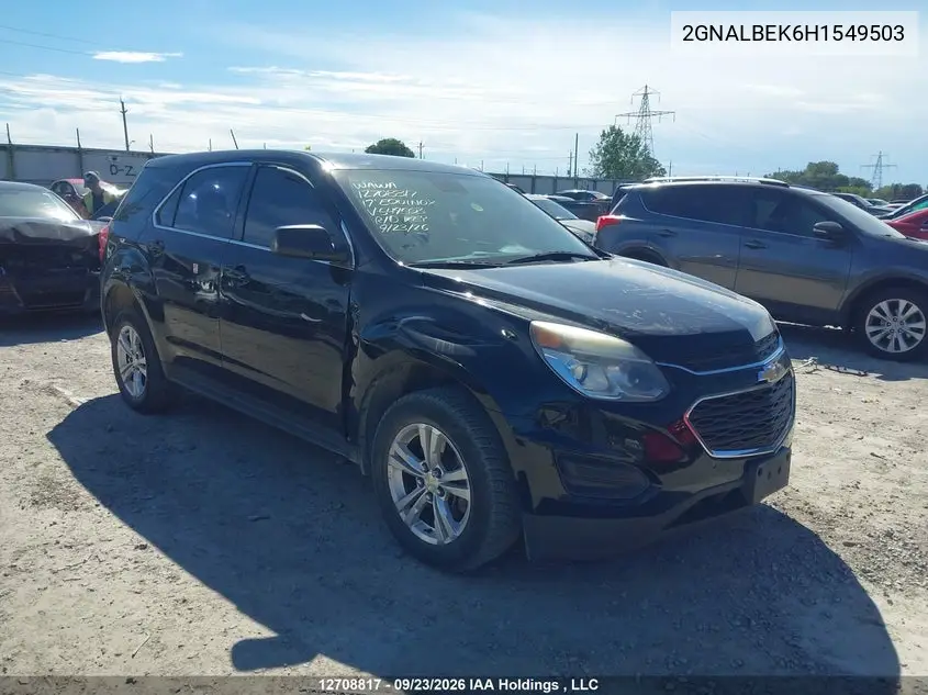 CHEVROLET EQUINOX 2017, VIN 2GNALBEK6H1549503