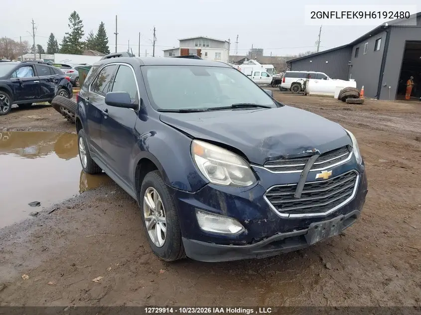 CHEVROLET EQUINOX 2017, VIN 2GNFLFEK9H6192480