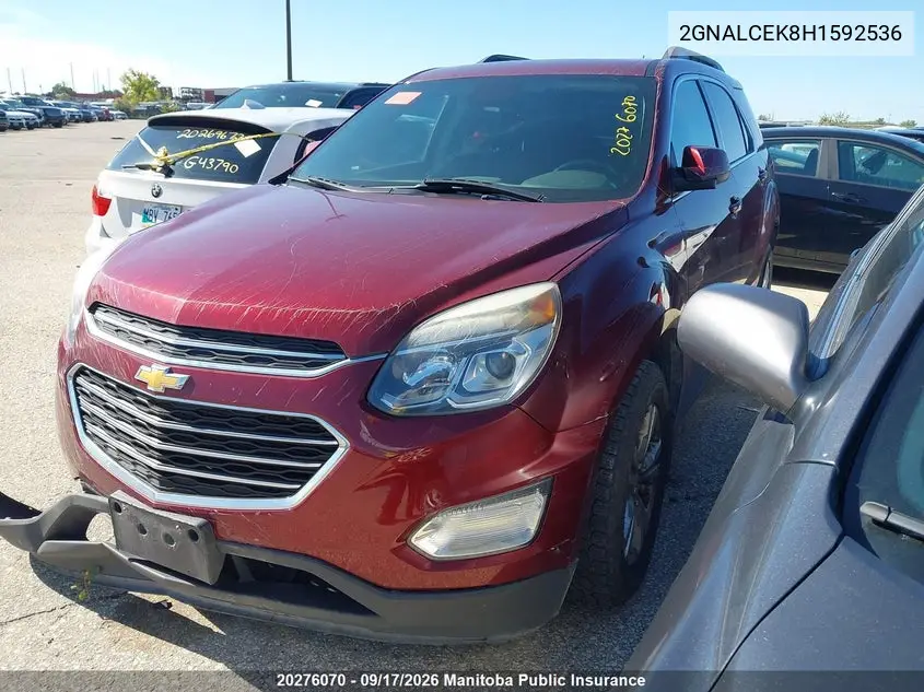 2017 CHEVROLET EQUINOX VIN 2GNALCEK8H1592536 — фото 2