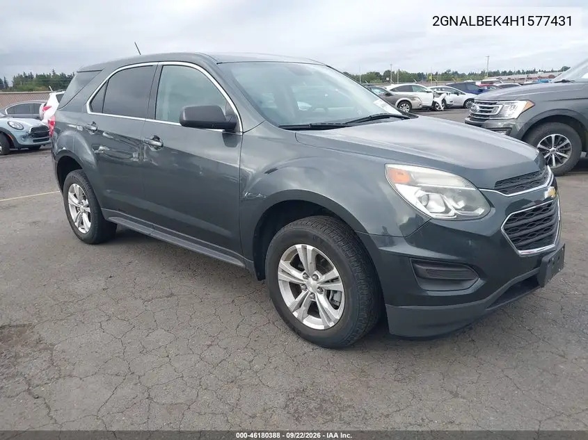 CHEVROLET EQUINOX 2017, VIN 2GNALBEK4H1577431