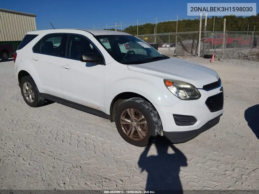 CHEVROLET EQUINOX 2017, VIN 2GNALBEK3H1598030