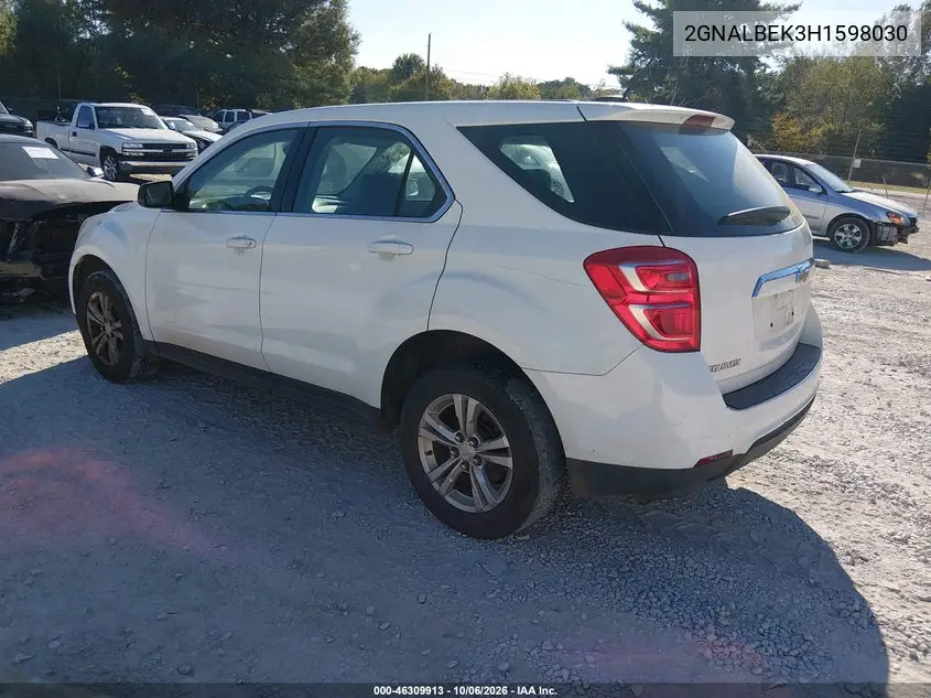 2017 CHEVROLET EQUINOX VIN 2GNALBEK3H1598030 — фото 3