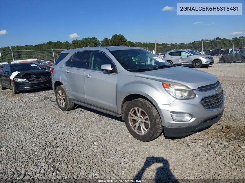 CHEVROLET EQUINOX 2017, VIN 2GNALCEK6H6318481