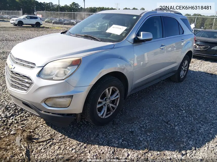 2017 CHEVROLET EQUINOX VIN 2GNALCEK6H6318481 — фото 2