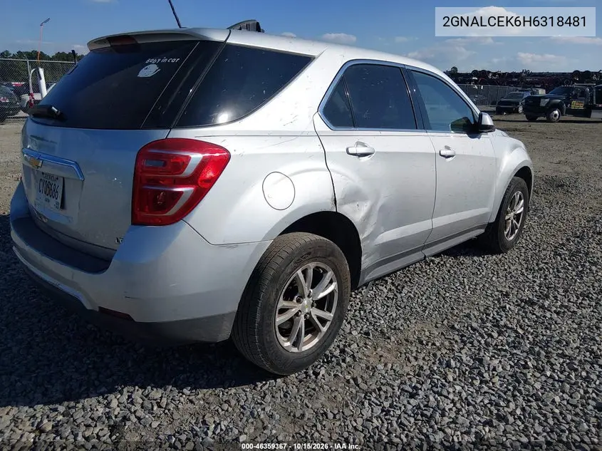 2017 CHEVROLET EQUINOX VIN 2GNALCEK6H6318481 — фото 4