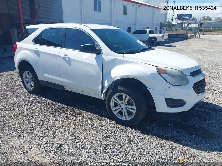 CHEVROLET EQUINOX 2017, VIN 2GNALBEK6H1535424