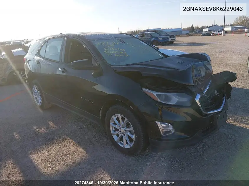CHEVROLET EQUINOX 2019, VIN 2GNAXSEV8K6229043