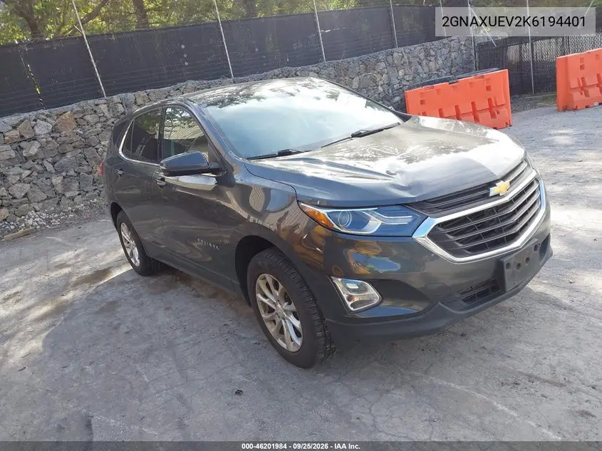 CHEVROLET EQUINOX 2019, VIN 2GNAXUEV2K6194401