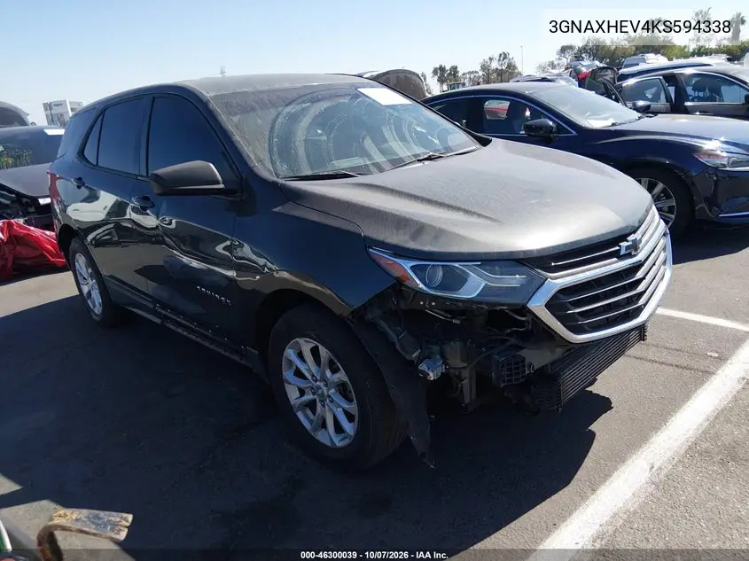 CHEVROLET EQUINOX 2019, VIN 3GNAXHEV4KS594338