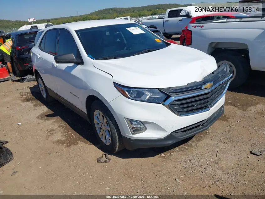 CHEVROLET EQUINOX 2019, VIN 2GNAXHEV7K6115814
