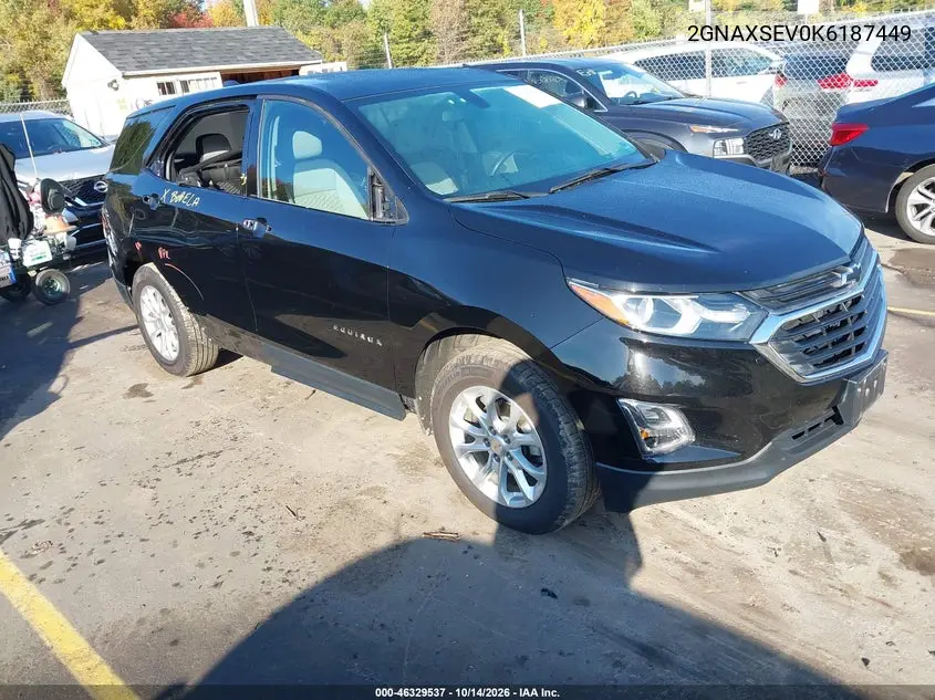 CHEVROLET EQUINOX 2019, VIN 2GNAXSEV0K6187449
