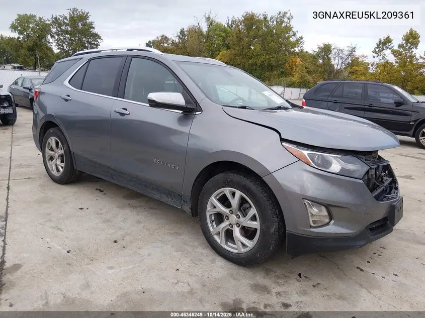 CHEVROLET EQUINOX 2019, VIN 3GNAXREU5KL209361