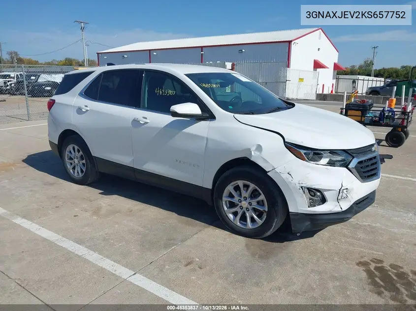 CHEVROLET EQUINOX 2019, VIN 3GNAXJEV2KS657752