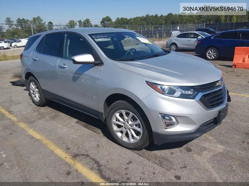 CHEVROLET EQUINOX 2019, VIN 3GNAXKEV5KS594670